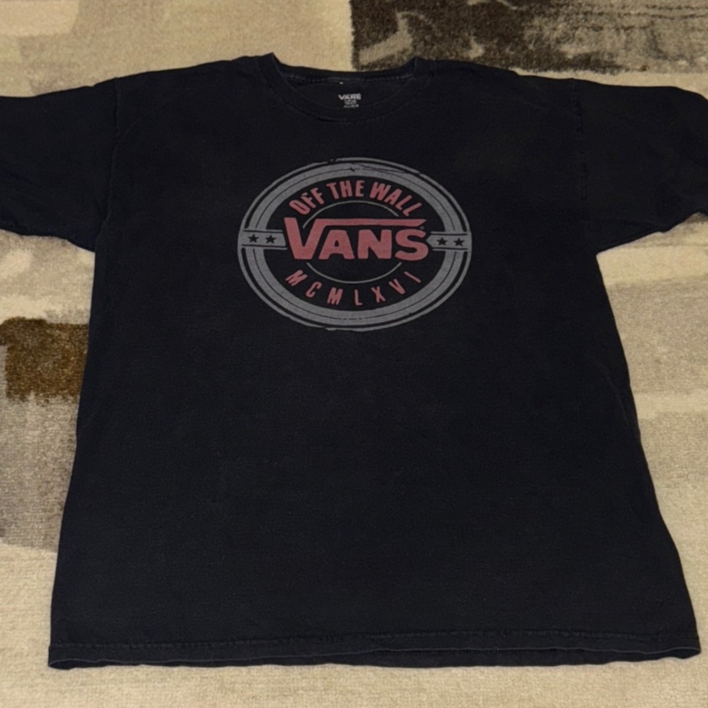 Vans Black and Red Logo Tee